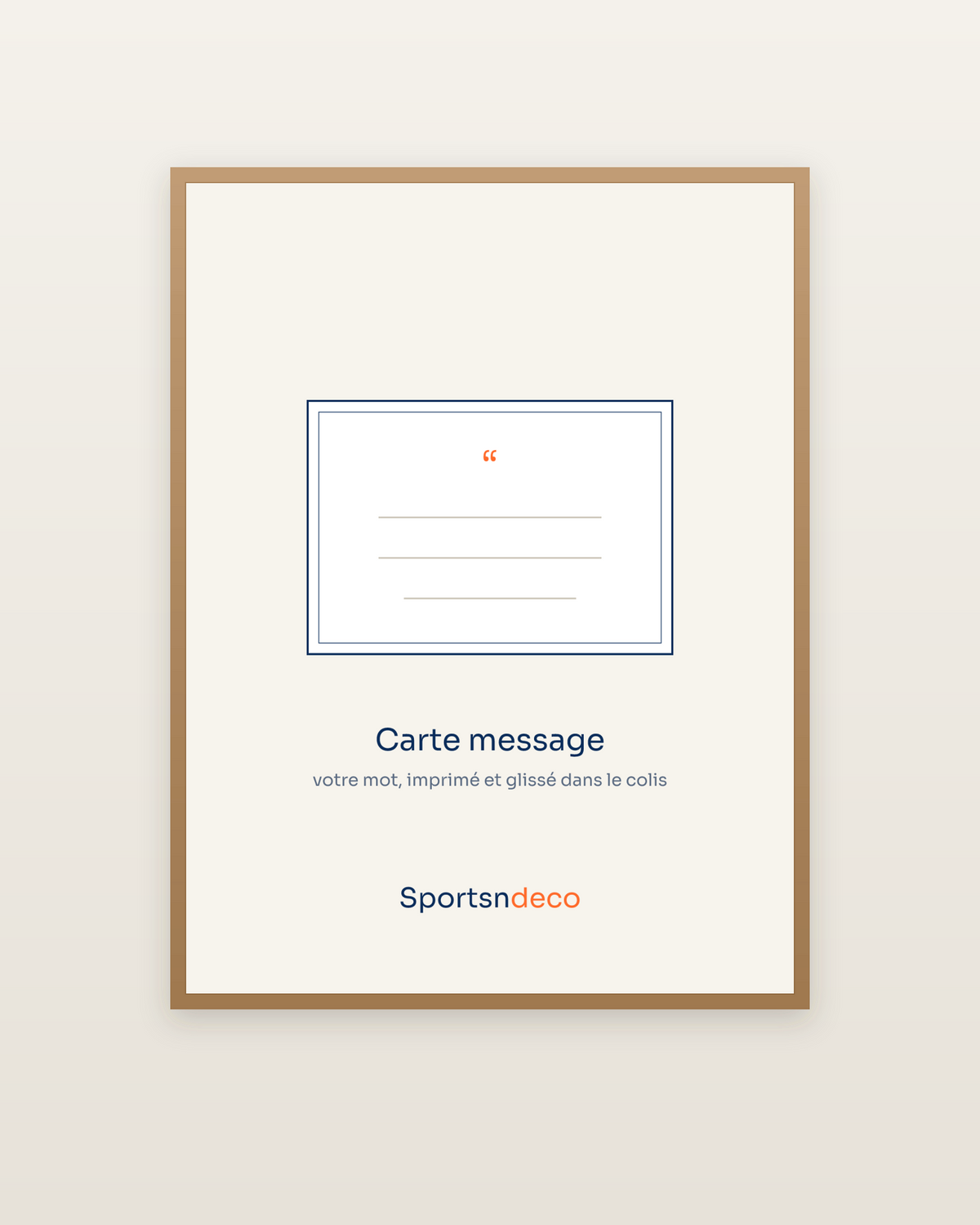 Carte message personnalisée, encadrée dans un cadre bois naturel