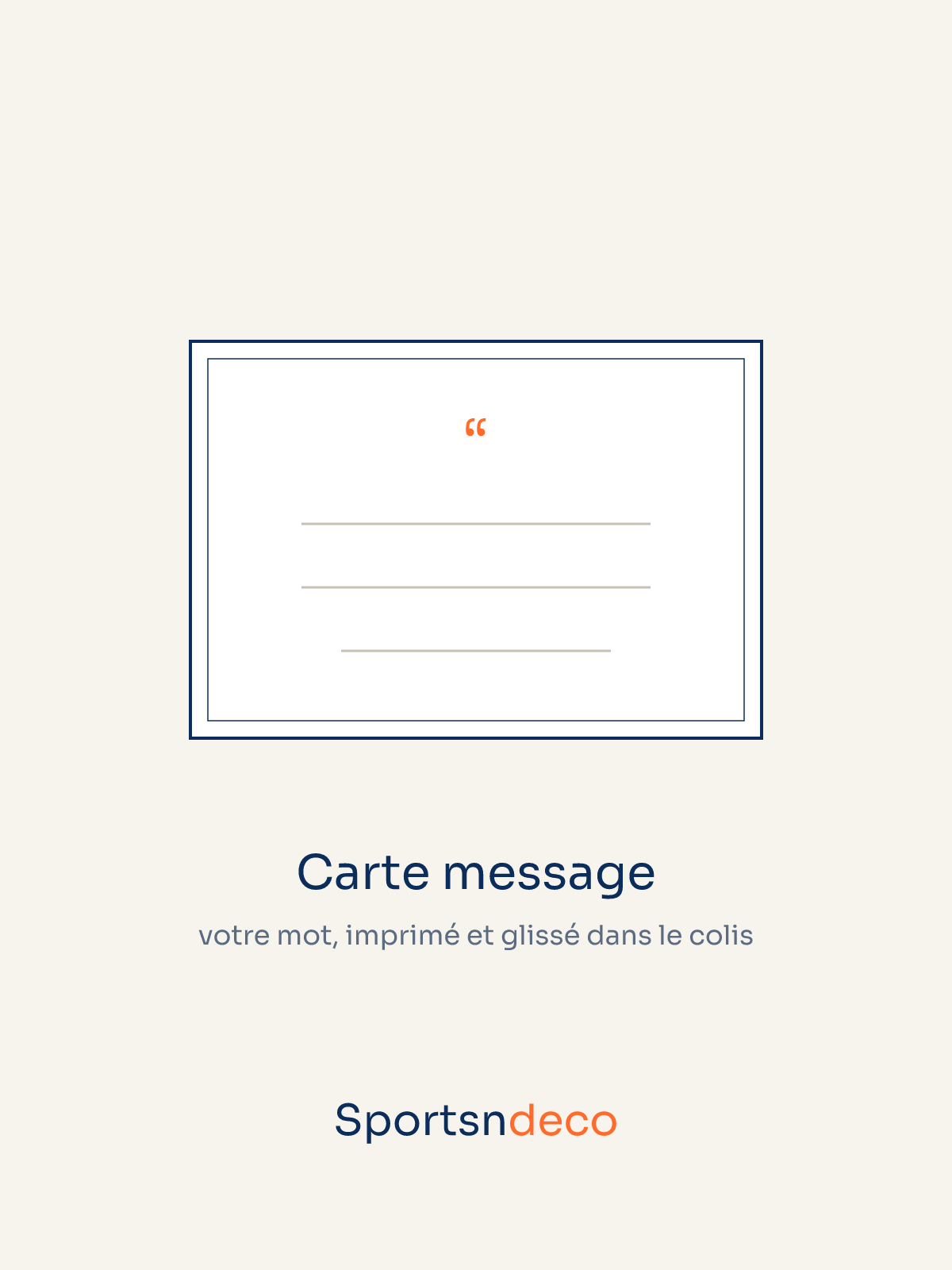 Carte message personnalisée glissée dans le colis