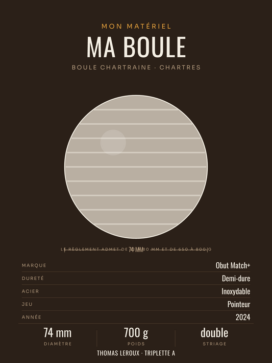Affiche Ma boule de pétanque personnalisée, imprimée en France sur papier premium