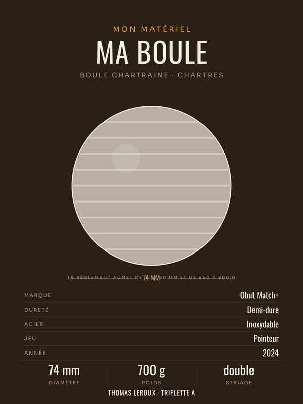 Affiche Ma boule de pétanque personnalisée, imprimée en France sur papier premium