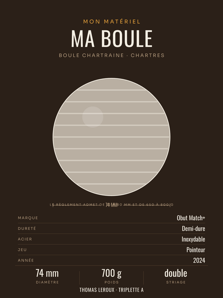 Affiche Ma boule de pétanque personnalisée, imprimée en France sur papier premium