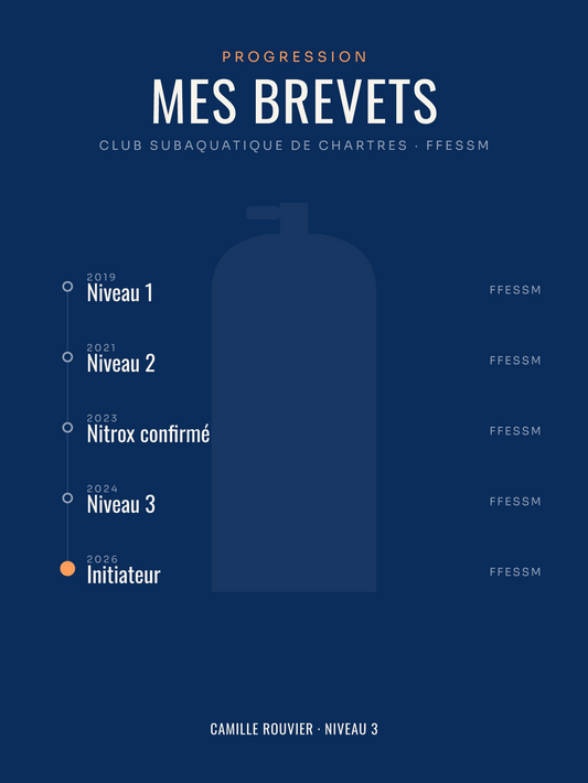 Affiche Brevets de plongée personnalisée, imprimée en France sur papier premium