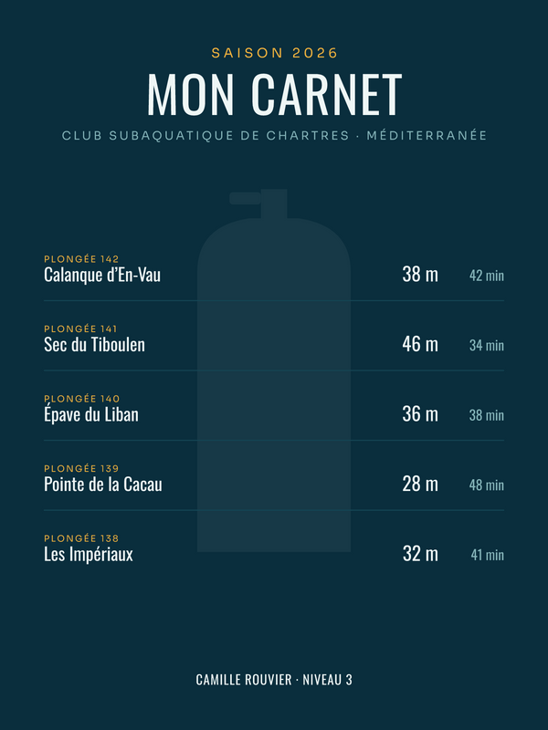 Affiche Carnet de plongée personnalisée, imprimée en France sur papier premium