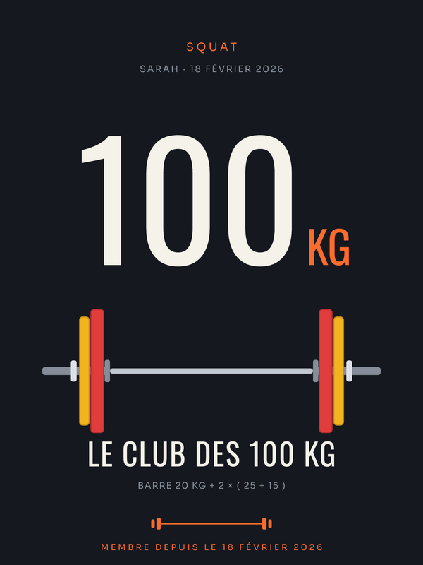 Affiche Le Club des 100 kg | Squat, affiche personnalisable imprimée en France