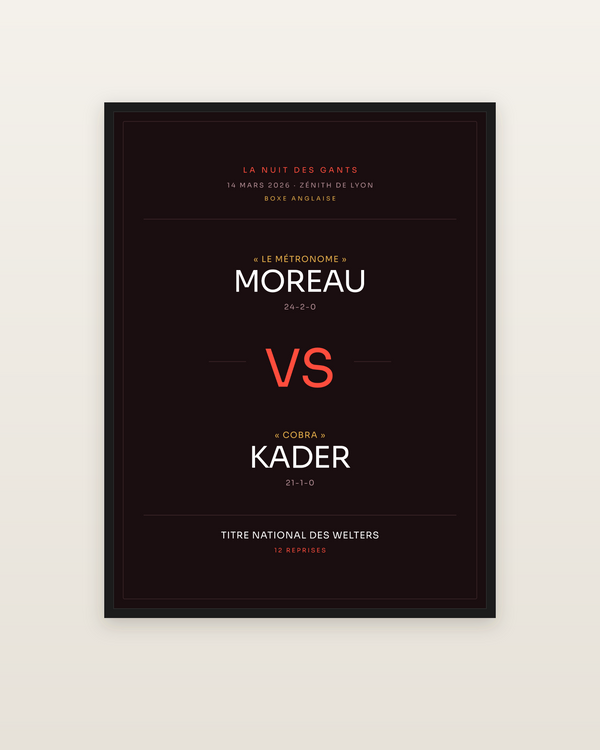 Affiche de combat | Boxe anglaise, encadrée dans un cadre noir