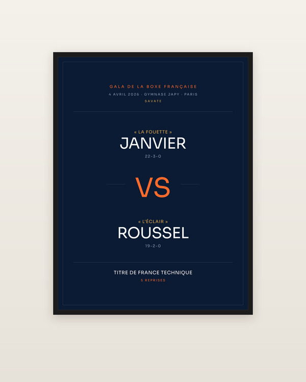 Affiche de combat | Savate — boxe française, encadrée dans un cadre noir