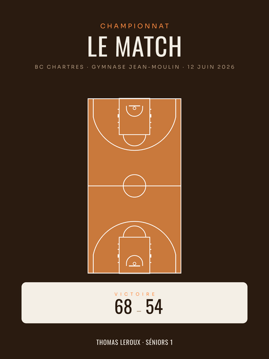 Affiche Match de basket personnalisée, imprimée en France sur papier premium