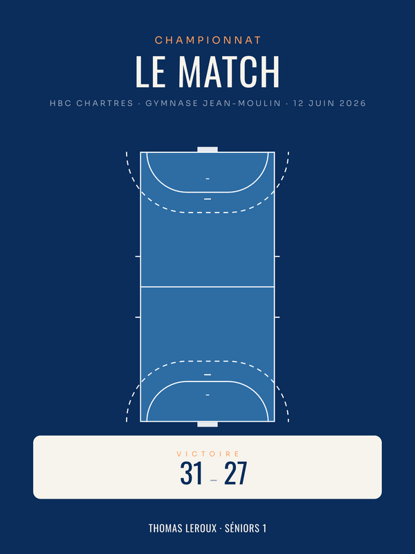 Affiche Match de handball personnalisée, imprimée en France sur papier premium