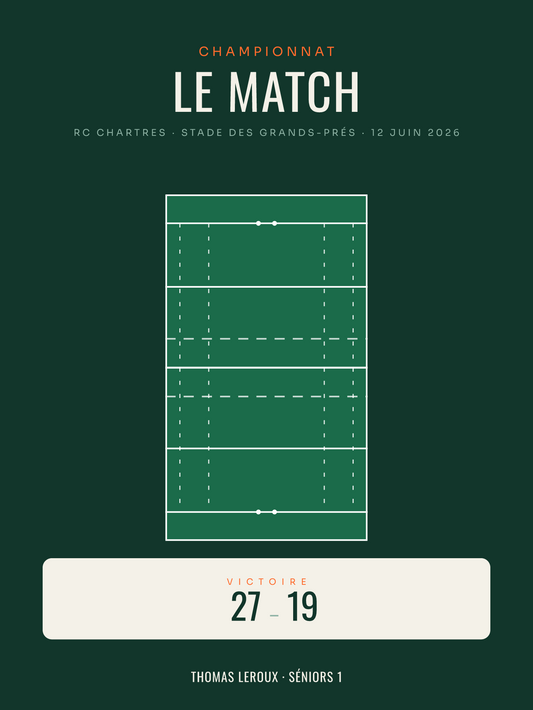 Affiche Match de rugby personnalisée, imprimée en France sur papier premium