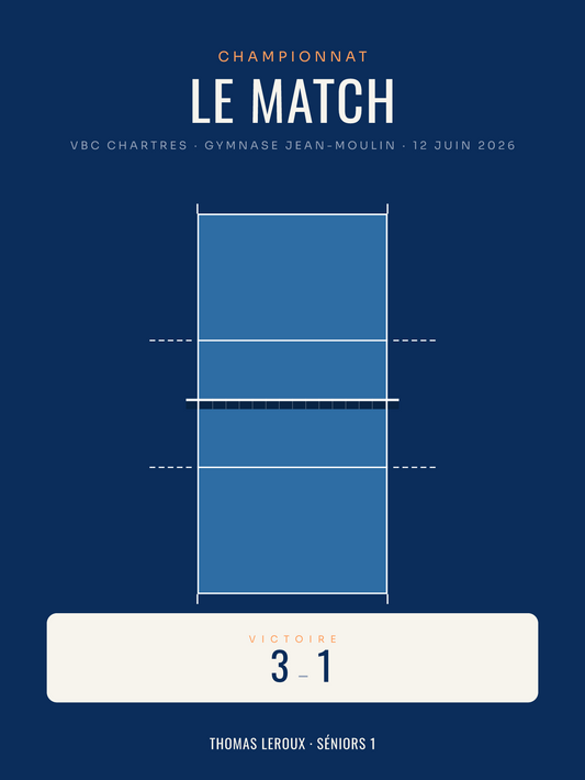 Affiche Match de volley personnalisée, imprimée en France sur papier premium