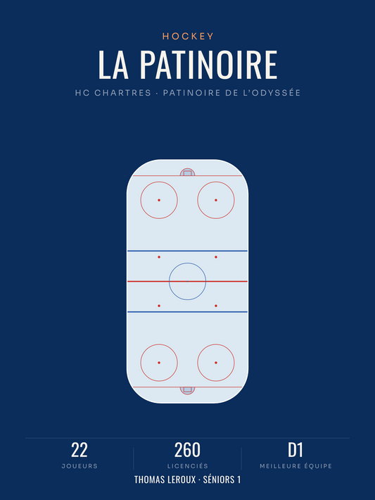 Affiche patinoire de hockey aux cotes IIHF, affiche personnalisable imprimée en France