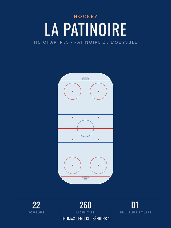 Affiche patinoire de hockey aux cotes IIHF, affiche personnalisable imprimée en France