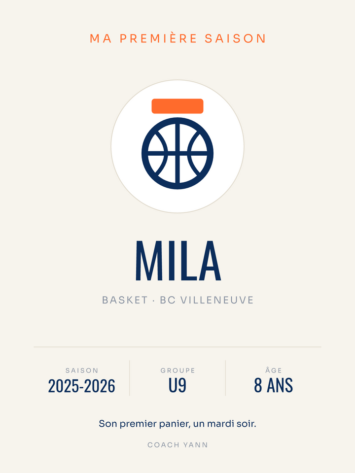 Affiche Ma première saison | Basket, affiche personnalisable imprimée en France