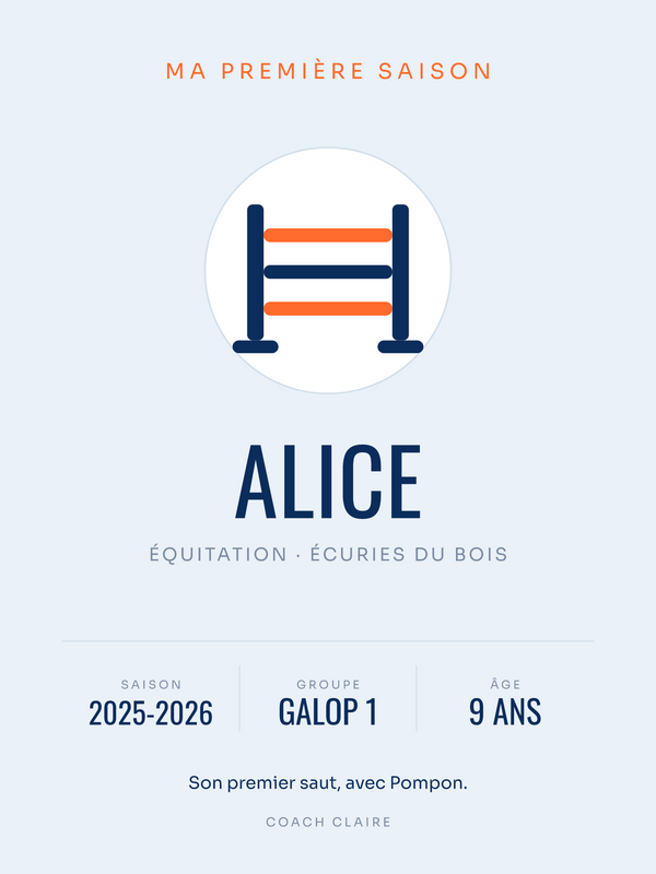 Affiche Ma première saison | Équitation, affiche personnalisable imprimée en France
