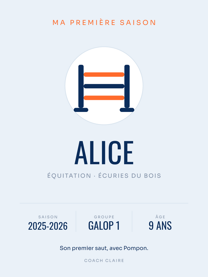Affiche Ma première saison | Équitation, affiche personnalisable imprimée en France