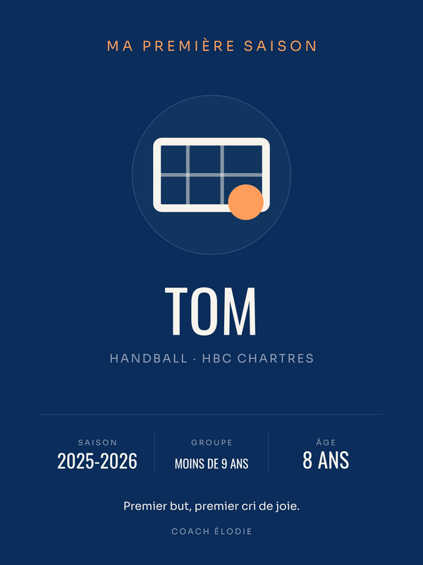 Affiche Ma première saison | Handball, affiche personnalisable imprimée en France