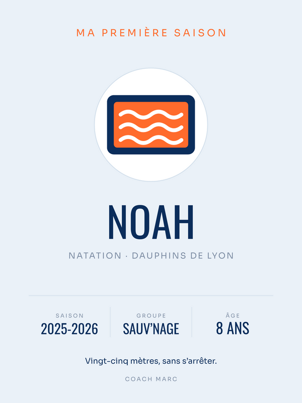 Affiche Ma première saison | Natation, affiche personnalisable imprimée en France
