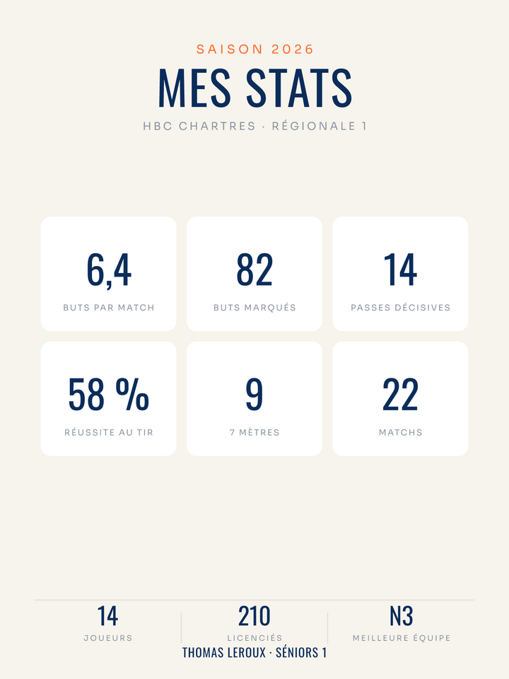 Affiche Statistiques de handball personnalisée, imprimée en France sur papier premium