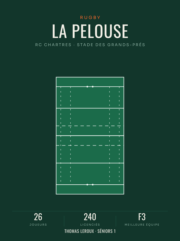 Affiche Terrain de rugby | poster pelouse, affiche personnalisable imprimée en France