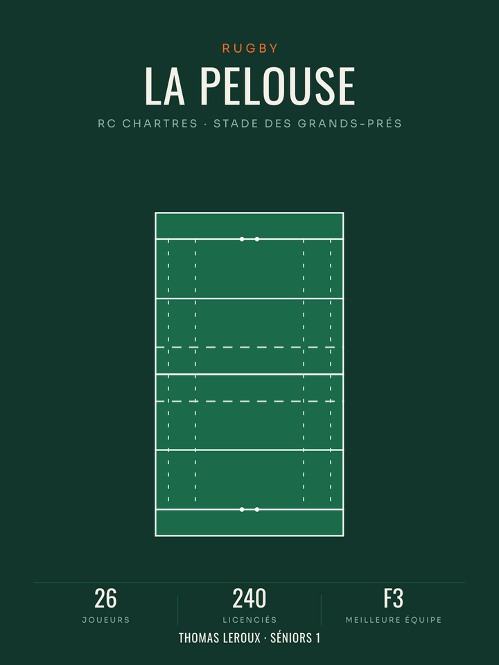 Affiche Terrain de rugby | poster pelouse, affiche personnalisable imprimée en France