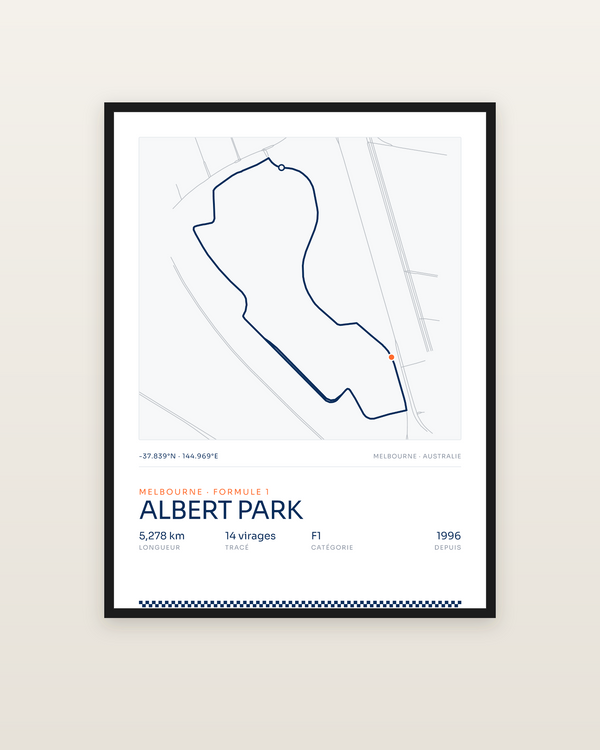 Albert Park, encadrée dans un cadre noir