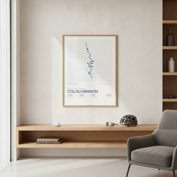 Tableau mural sportif représentant le col du Granon, parfait pour les amateurs de cyclisme.