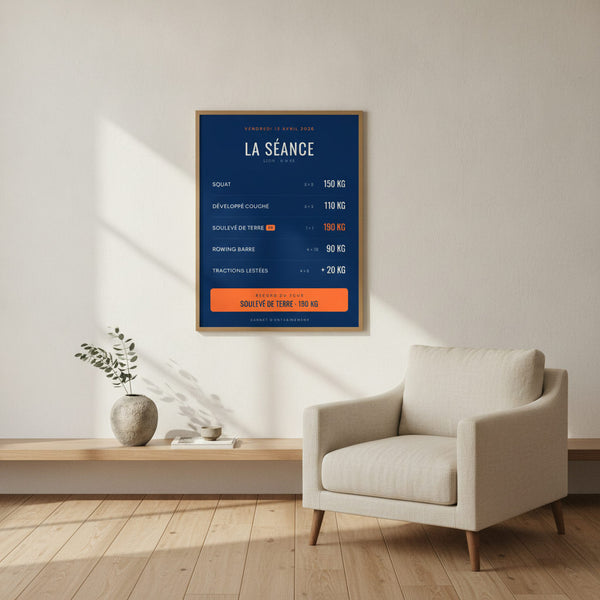 Tableau La Séance Musculation, parfait pour décorer une salle de sport moderne.