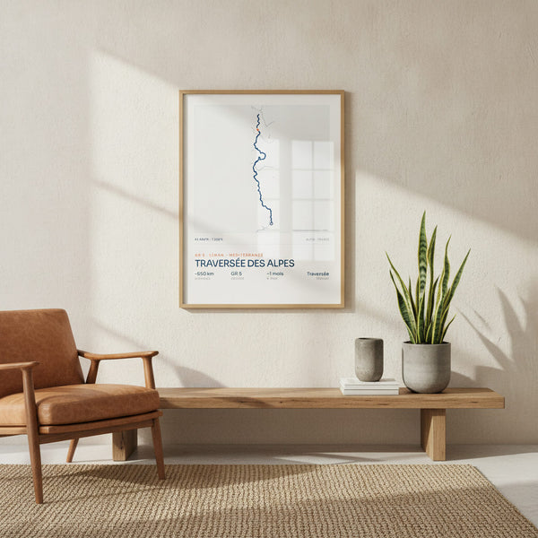 Tableau vibrant Traversée des Alpes | GR5, parfait pour les amateurs de sport et d'aventure.