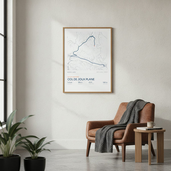 Tableau Col de Joux Plane illustrant son défi cycliste, parfait pour un intérieur dynamique.