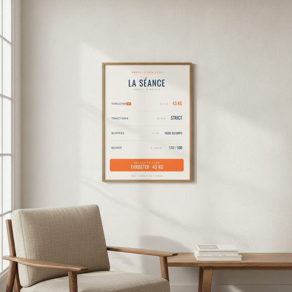 Affiche La Séance, Cross-training sur fond sportif, idéal pour inspirer la motivation et l'énergie.