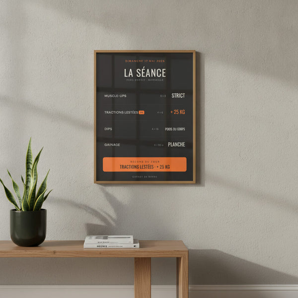 Affiche La Séance avec design street workout, style dynamique sur fond sportif moderne.