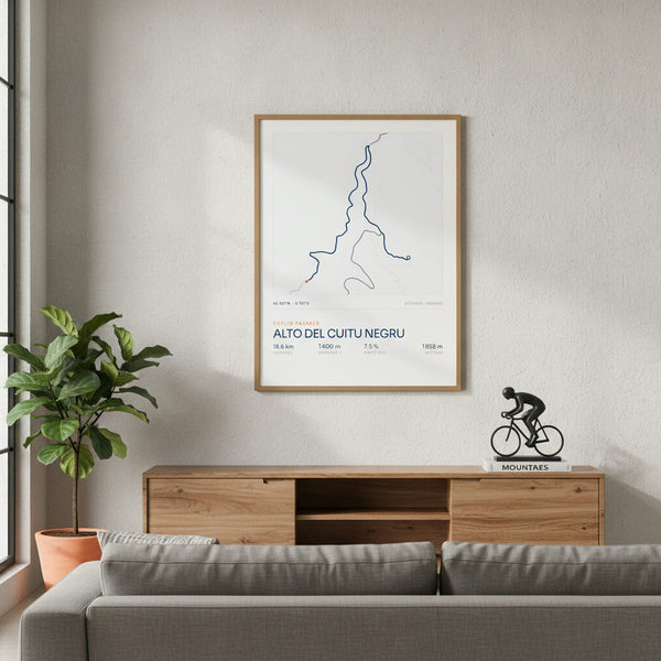 Tableau Alto del Cuitu Negru dépeignant une montée cycliste, idéal pour fans de vélo.