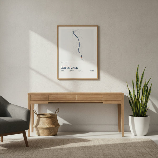 Tableau Col de Vars sur fond sportif, parfait pour les passionnés de montagne et cyclisme.
