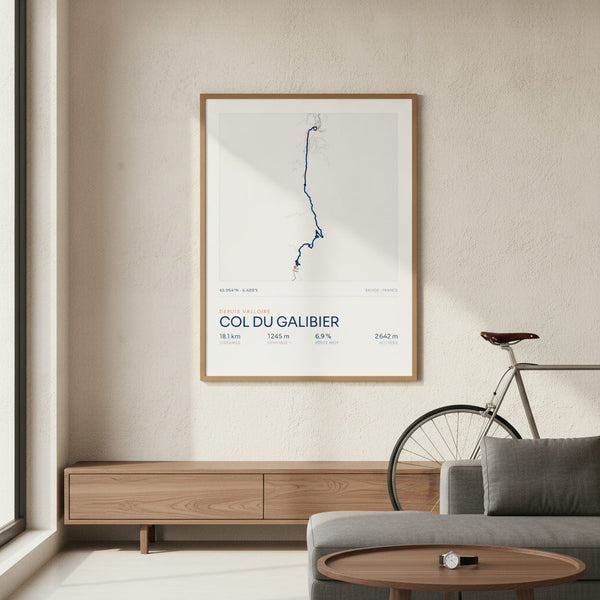 Tableau mural sportif Col du Galibier, idéal pour inspirer les amateurs de cyclisme.