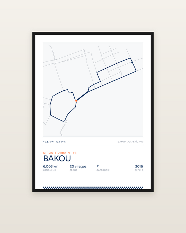 Bakou, encadrée dans un cadre noir