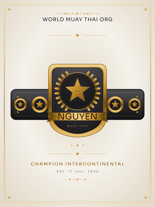 Affiche ceinture de champion Muay thaï personnalisée