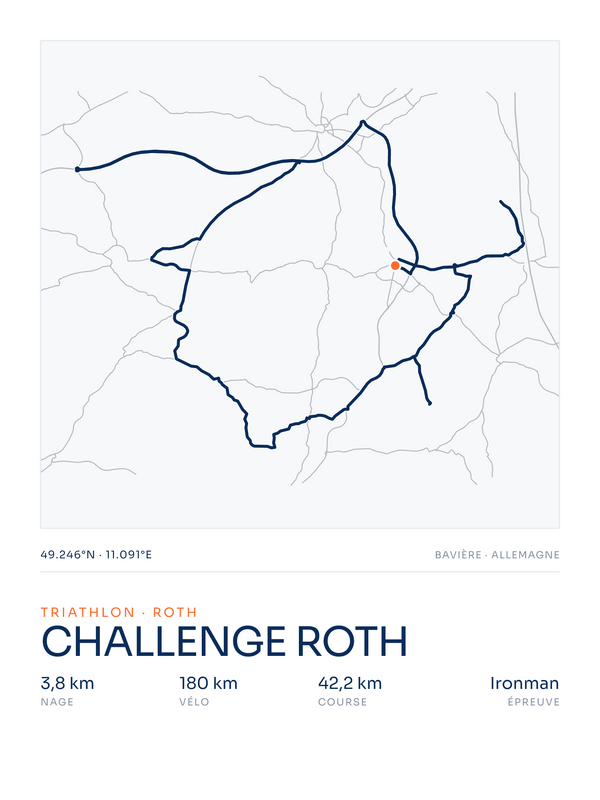 Challenge Roth, affiche personnalisable imprimée en France