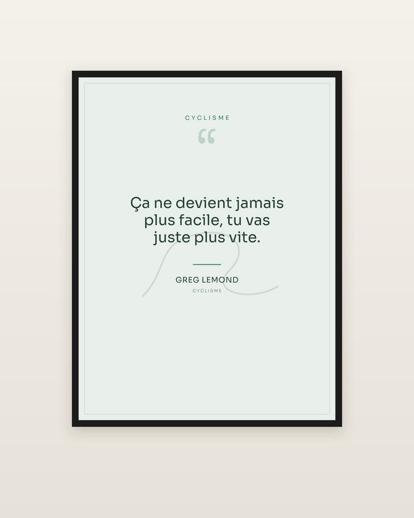 Citation Cyclisme, encadrée dans un cadre noir