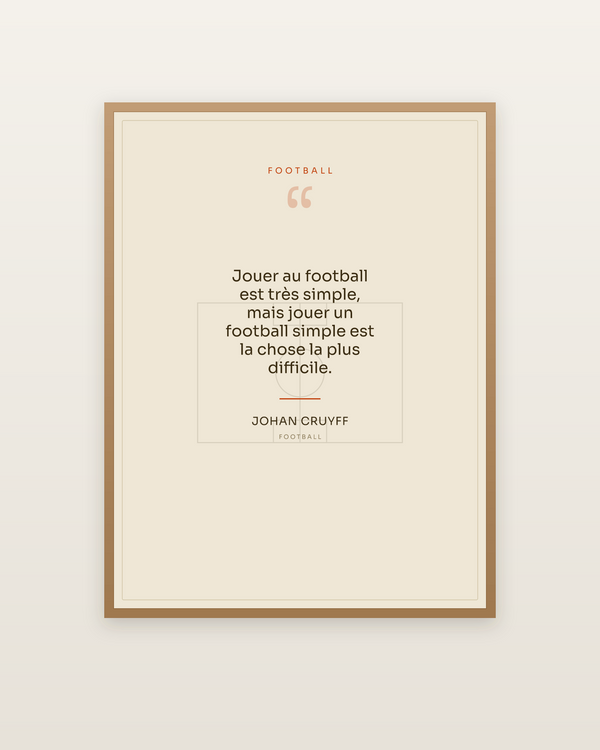Citation Football, encadrée dans un cadre bois naturel