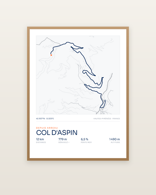 Col d'Aspin, encadrée dans un cadre bois naturel