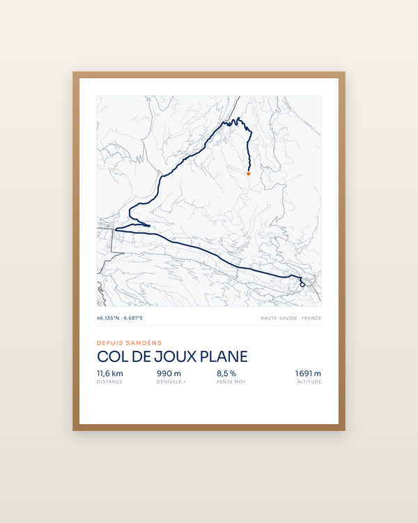 Col de Joux Plane, encadrée dans un cadre bois naturel