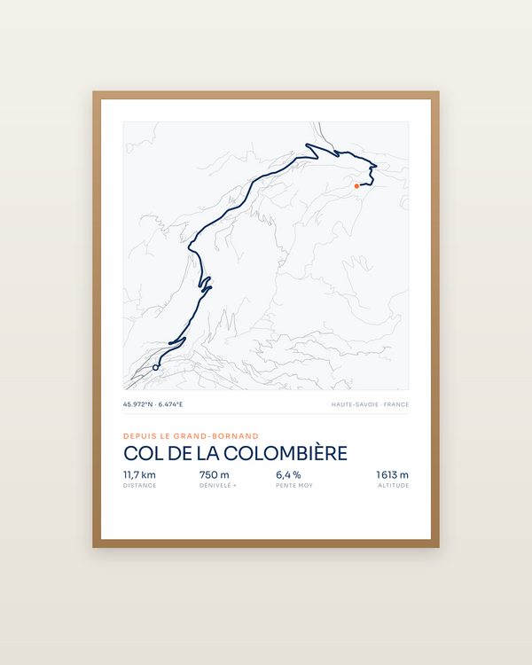 Col de la Colombière, encadrée dans un cadre bois naturel