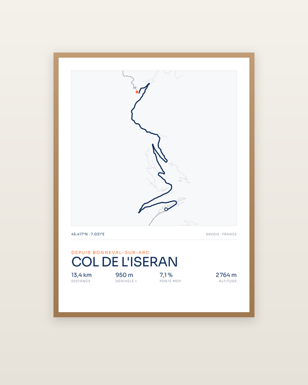 Col de l'Iseran, encadrée dans un cadre bois naturel