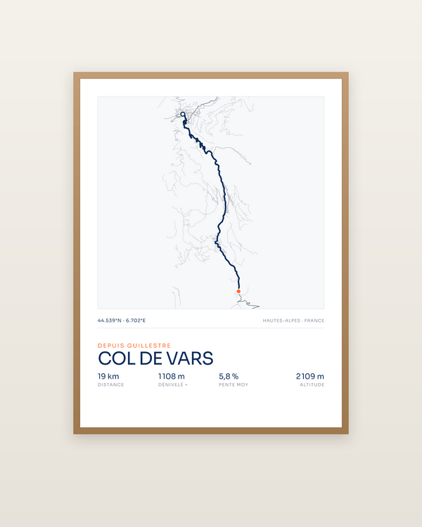 Col de Vars, encadrée dans un cadre bois naturel