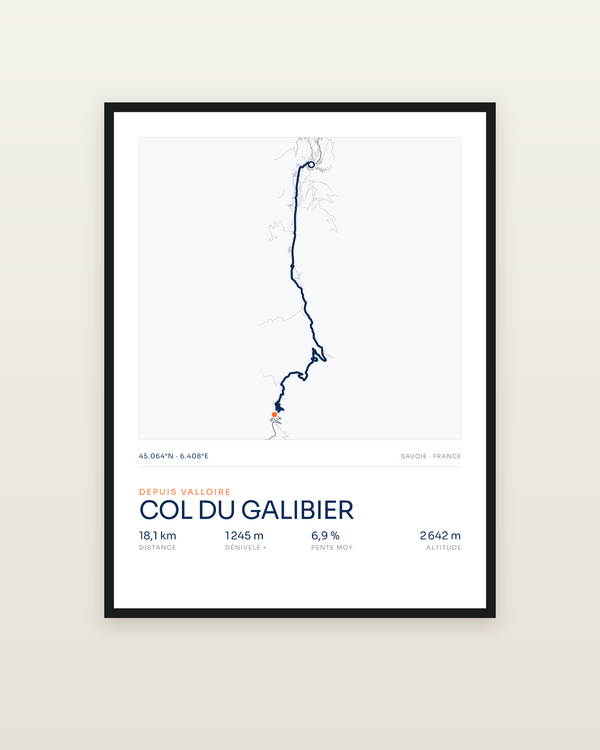 Col du Galibier, encadrée dans un cadre noir