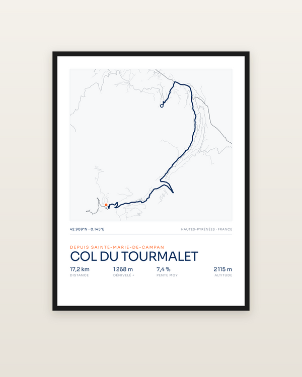 Col du Tourmalet, encadrée dans un cadre noir