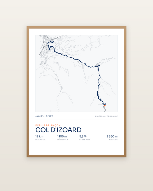 Col d'Izoard, encadrée dans un cadre bois naturel