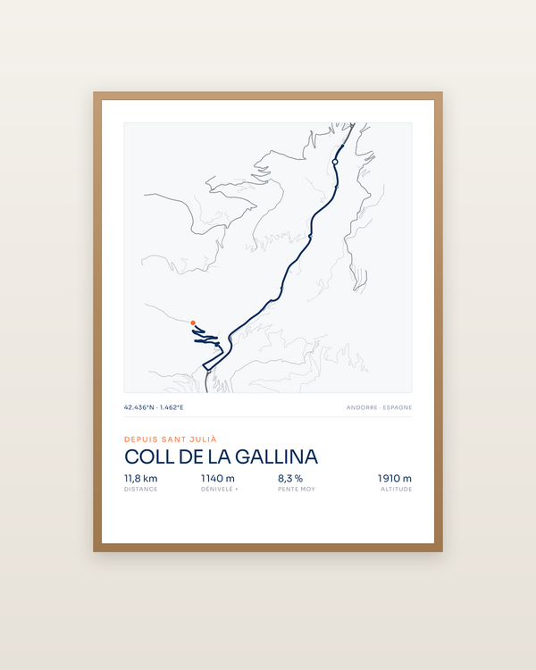 Coll de la Gallina, encadrée dans un cadre bois naturel
