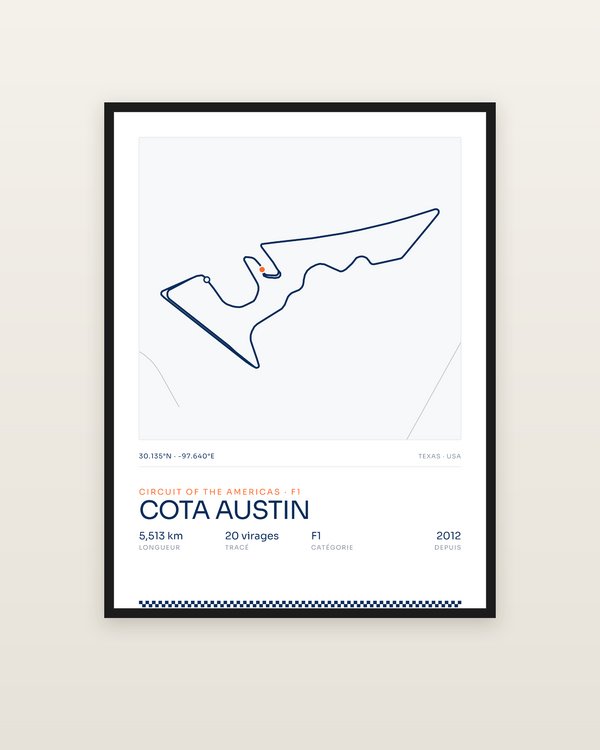 COTA Austin, encadrée dans un cadre noir