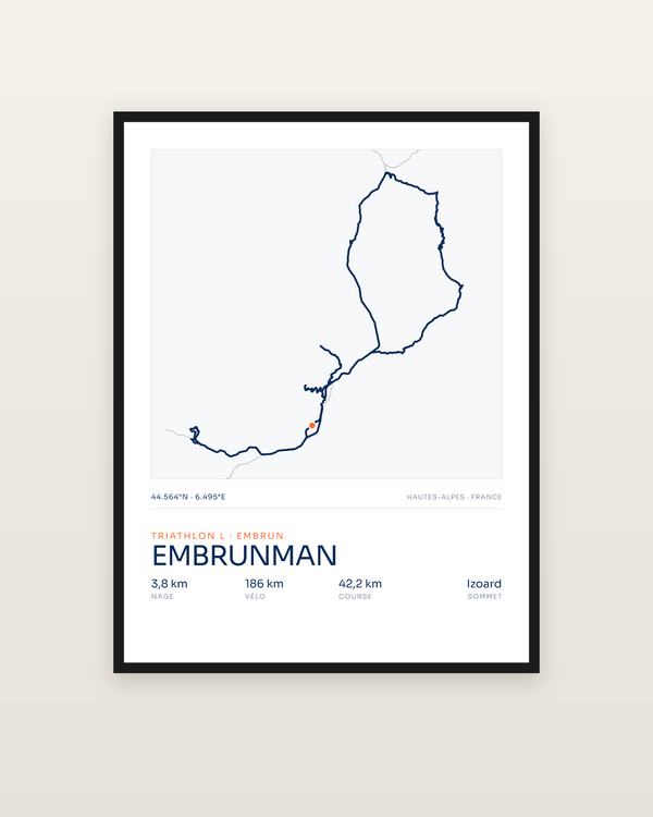 Embrunman, encadrée dans un cadre noir